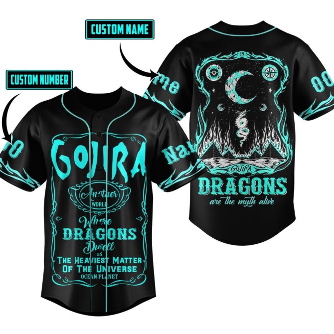 Customizable Dragon Design Baseball Jersey - Personalized Name/Number - Mythical Style Tee