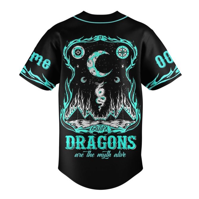 Customizable Dragon Design Baseball Jersey - Personalized Name/Number - Mythical Style Tee - Image 3