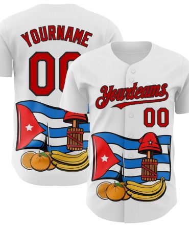 Customizable Baseball Jersey – Personalize Your Name & Team, Unique Cuban Flag Design
