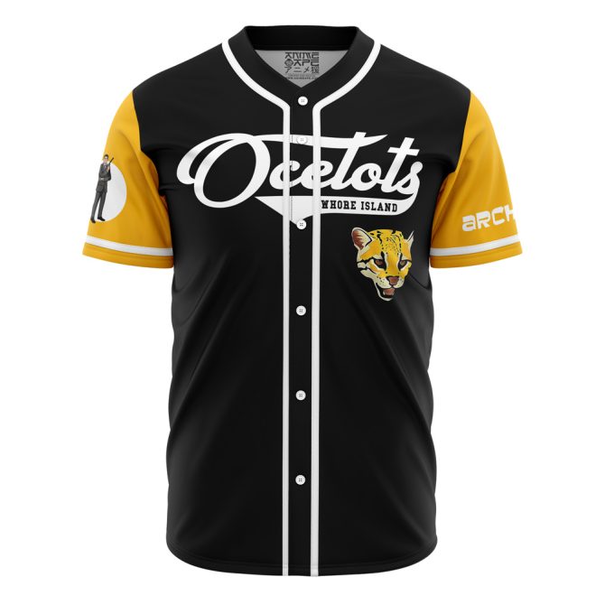 Stylish Black & Yellow Baseball Jersey With Ocelot Design – Perfect For Sports & Casual Wear