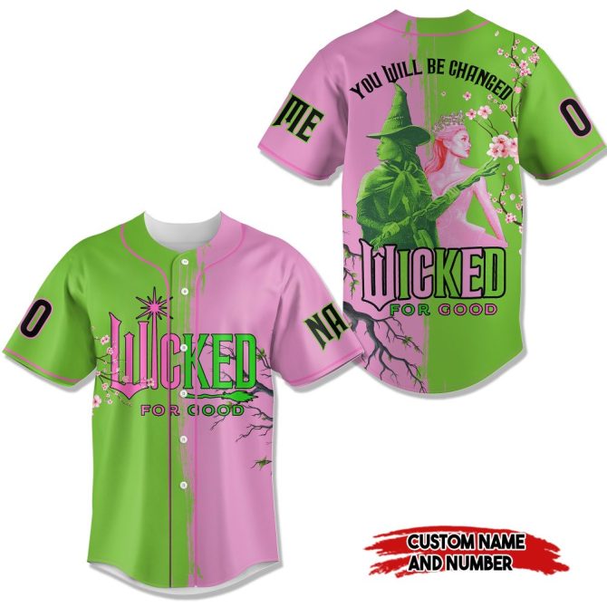 Custom Wicked Baseball Jersey - Vibrant Green & Pink Design , Personalize With Name & Number - Image 2