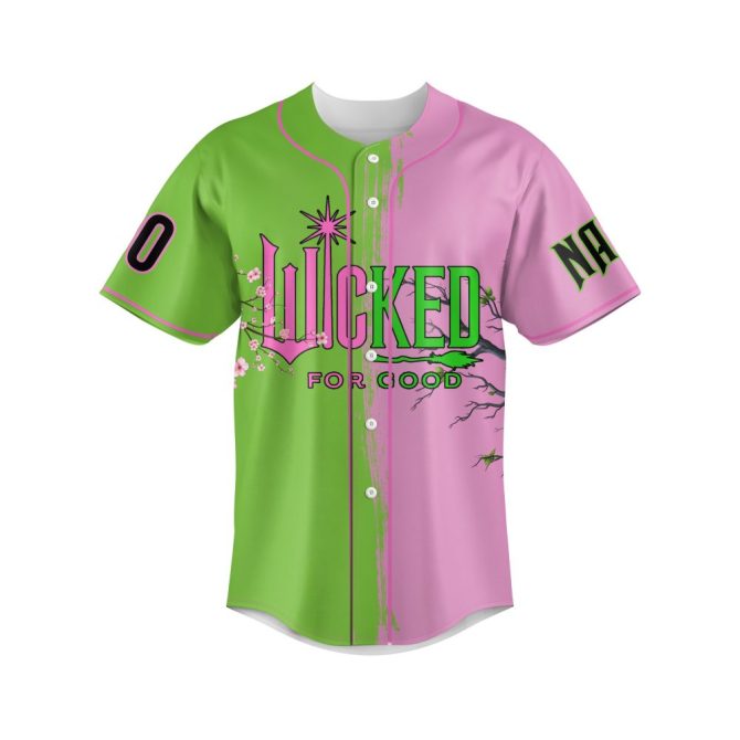 Custom Wicked Baseball Jersey - Vibrant Green & Pink Design , Personalize With Name & Number - Image 4