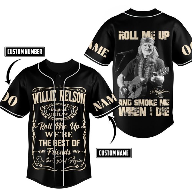 Custom Willie Nelson Baseball Jersey - Personalized Name & Number, Music Legend Fan Gift