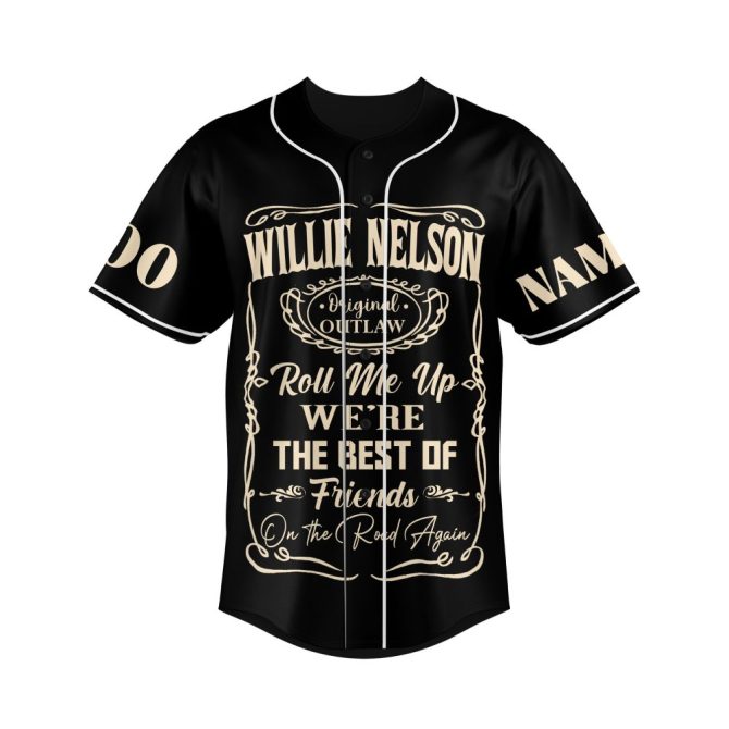 Custom Willie Nelson Baseball Jersey - Personalized Name & Number, Music Legend Fan Gift - Image 2