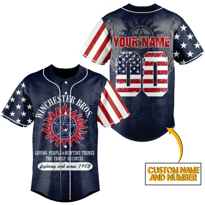 Custom American Flag Baseball Jersey – Personalize Name & Number – Perfect Gift!