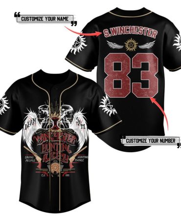 Custom Supernatural Baseball Jersey – Personalize Name & Number – Winchester Hunting Academy Design