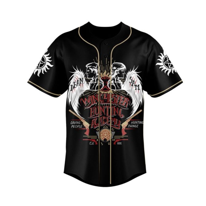 Custom Supernatural Baseball Jersey – Personalize Name & Number – Winchester Hunting Academy Design - Image 2