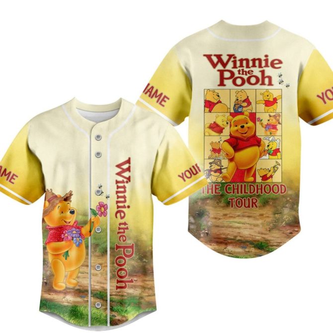 Custom Winnie The Pooh Baseball Jersey – Personalized Childhood Tour Design
