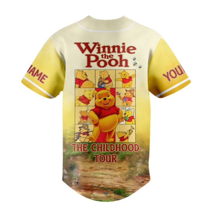 Custom Winnie The Pooh Baseball Jersey – Personalized Childhood Tour Design - Image 3