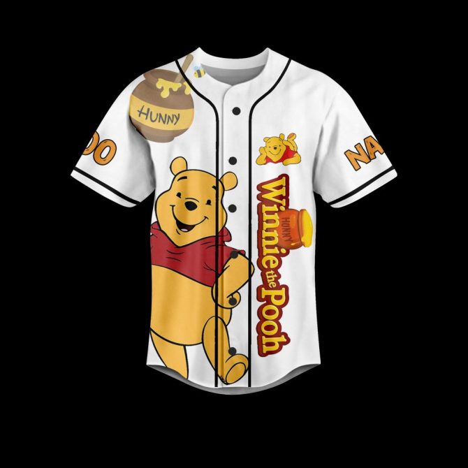 Custom Winnie The Pooh Baseball Jersey – Personalized Name & Number Gift - Image 2