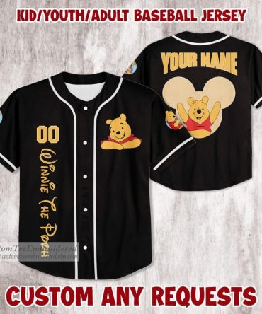 Custom Winnie The Pooh Baseball Jersey For Kids/Adults - Personalized Gift