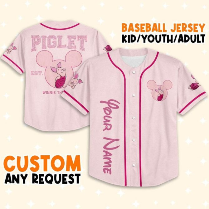 Custom Piglet Baseball Jersey - Personalized For Kids/Youth/Adults - Unique Gift!