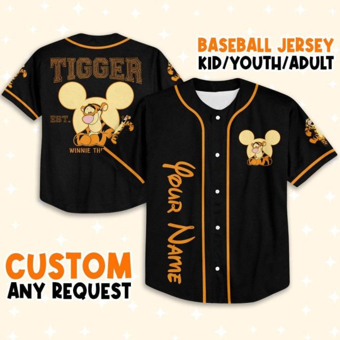 Custom Tigger Baseball Jersey - Kids/Youth/Adult - Personalized Name & Design - Image 2