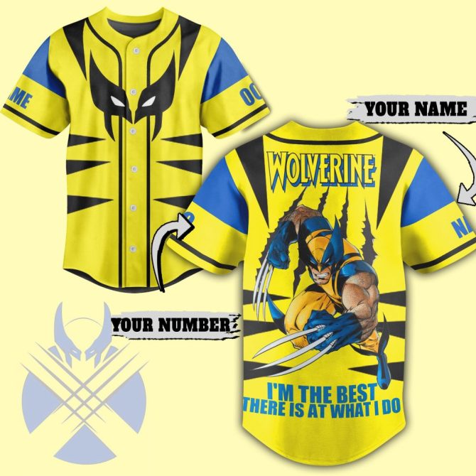 Custom Wolverine Baseball Jersey – Personalized Name & Number, Vibrant Yellow Design