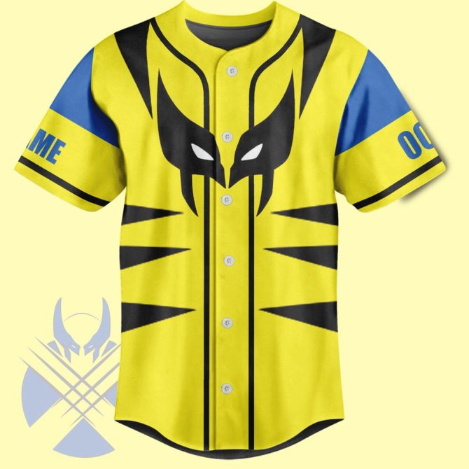 Custom Wolverine Baseball Jersey – Personalized Name & Number, Vibrant Yellow Design - Image 2