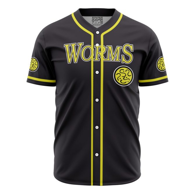 Customizable Black Baseball Jersey - Bold Worms Design & Your Name - Perfect Gift! - Image 2