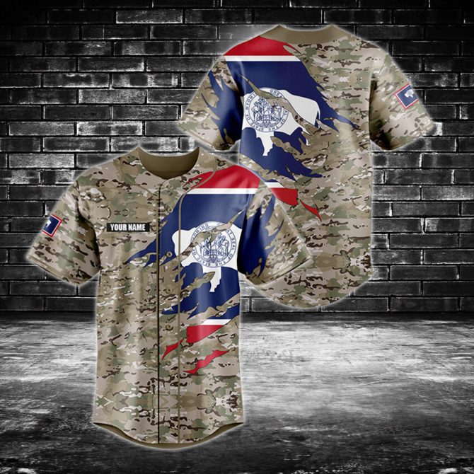 Custom Camo Flag Baseball Jersey - Personalized Name, Stylish & Comfortable Athletic Wear