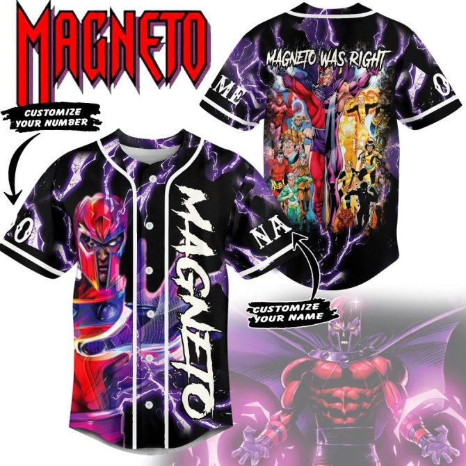 Custom Magneto Baseball Jersey - Personalize Name/Number - Unique Comic Fan Gear