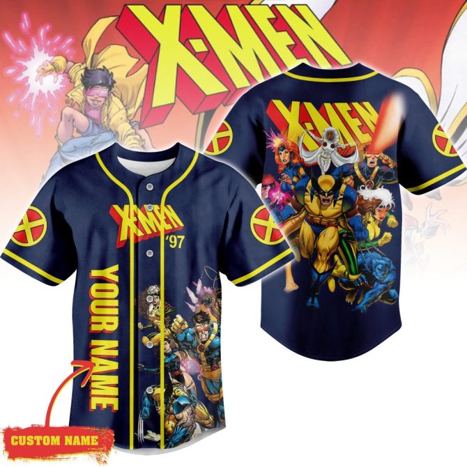 Custom X-Men '97 Baseball Jersey – Personalized Name, Vibrant Comic Design