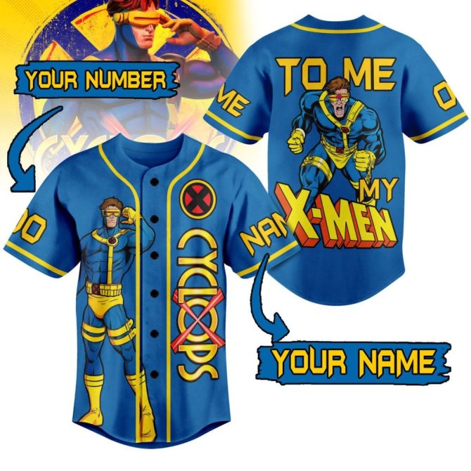 Custom X-Men Cyclops Baseball Jersey - Personalize With Your Name & Number!