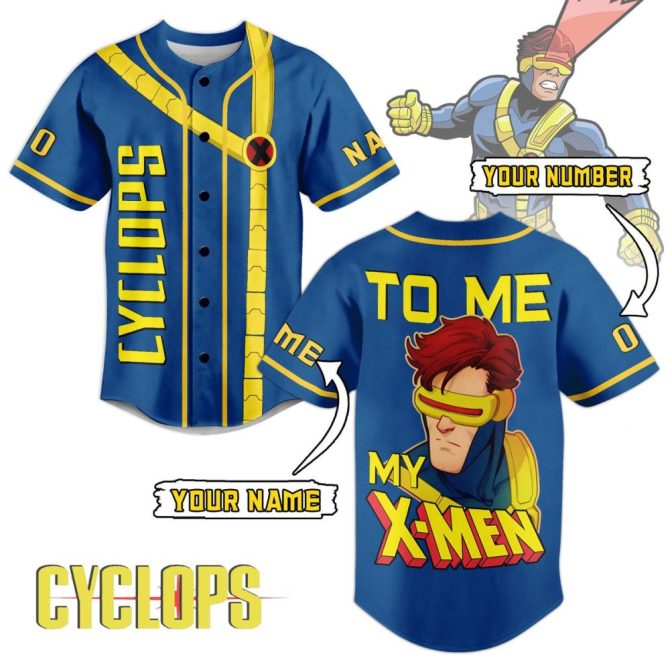 Customize Your Cyclops X-Men Baseball Jersey – Add Name & Number!