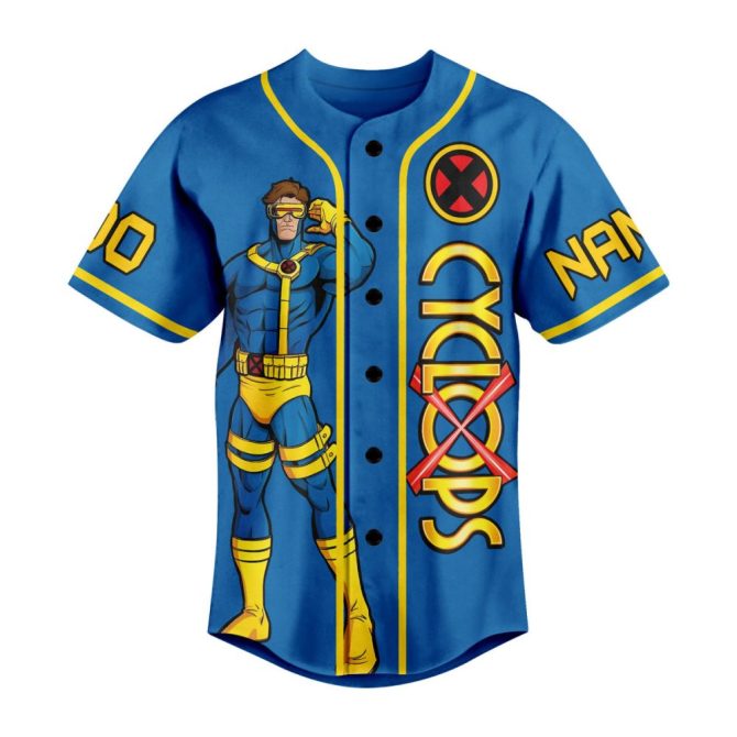 Custom X-Men Cyclops Baseball Jersey - Personalize With Your Name & Number! - Image 2