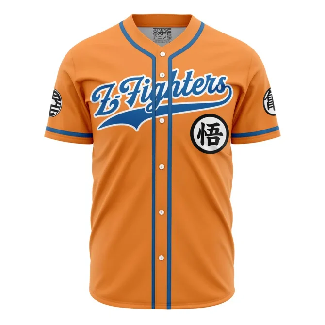 Anime-Inspired Z Fighters Baseball Jersey - Bold Orange & Blue Design For Fans