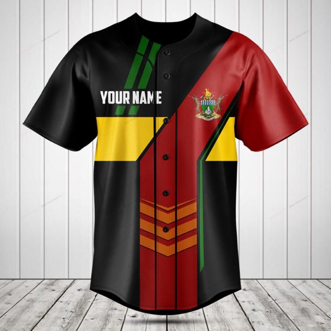 Customizable Zimbabwe Flag Baseball Jersey – Unique Personalized Sportswear