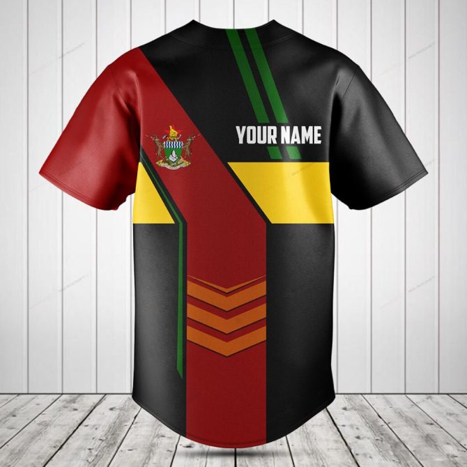 Customizable Zimbabwe Flag Baseball Jersey – Unique Personalized Sportswear - Image 2