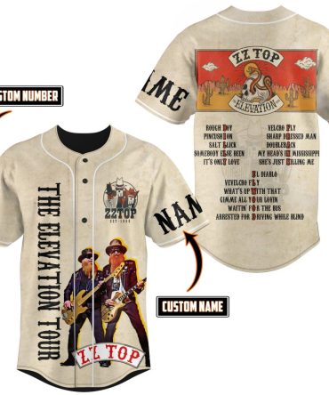 Custom Zz Top Elevation Tour Jersey - Personalized Name & Number - Rock Band Apparel