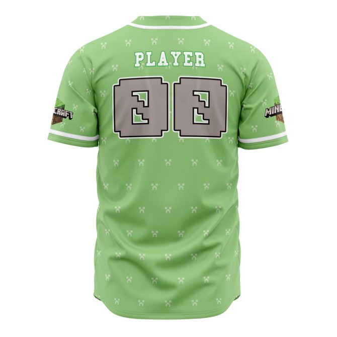 Official Minecraft Creeper Baseball Jersey - Stylish Gaming Apparel For Fans - Image 2