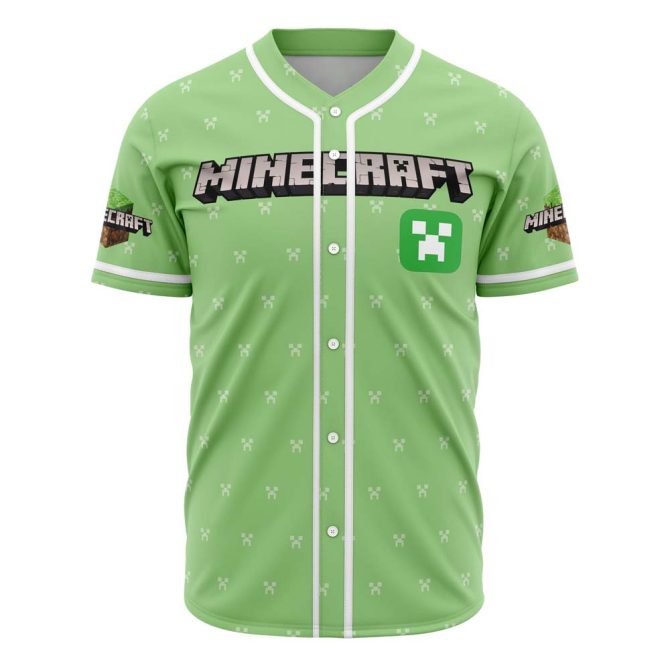Official Minecraft Creeper Baseball Jersey - Stylish Gaming Apparel For Fans