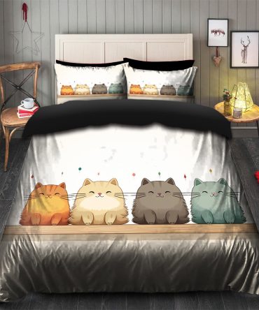 Cute Cat Bedding Set Duvet Cover And 2 Pillowcases
