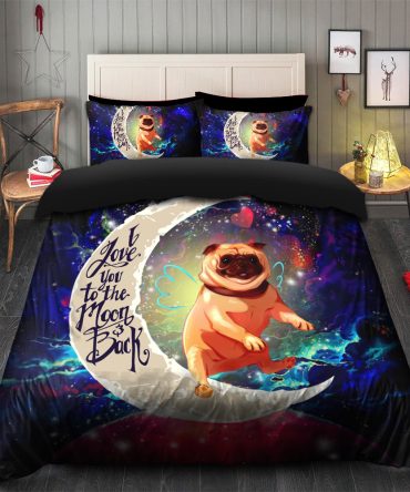 Cute Bull Dog Love You To The Moon Galaxy Bedding Set Duvet Cover And 2 Pillowcases