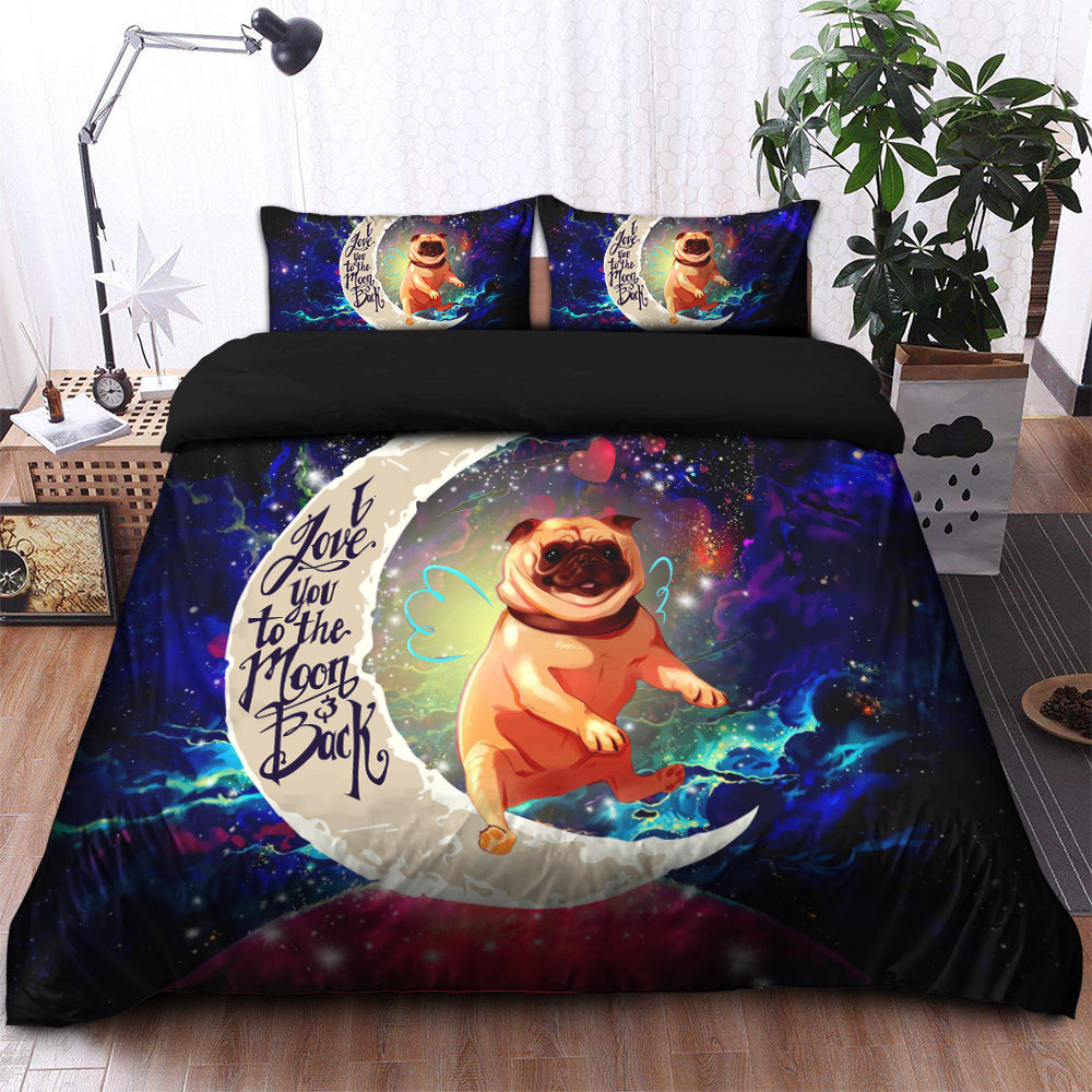 Cute Bull Dog Love You To The Moon Galaxy Bedding Set Duvet Cover And 2 Pillowcases - Image 2