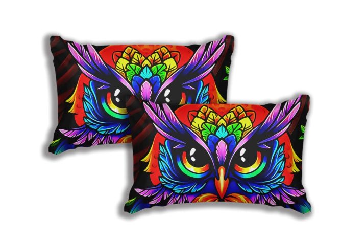 Colorful Owl Art Bedding Set Duvet Cover And 2 Pillowcases - Image 2