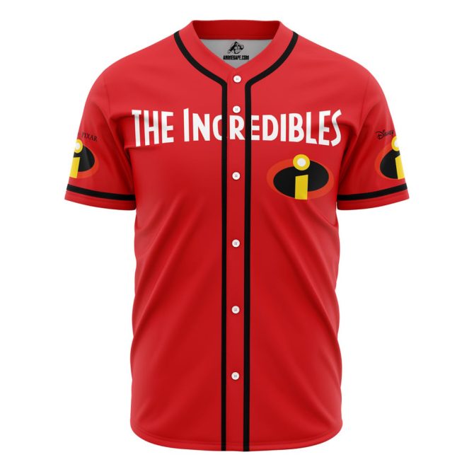 Incredibles Baseball Jersey - Unisex Red Button-Up - Superhero Team Logo Shirt