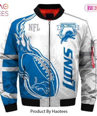 Detroit Lions Nfl Bomber Jacket - Stylish Blue & White Sportswear By Haotees