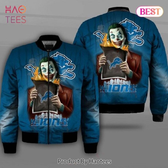 Detroit Lions Nfl Bomber Jacket - Stylish Blue & White Sportswear By Haotees - Image 6