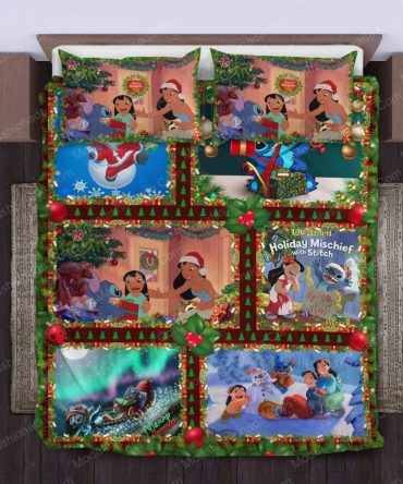 Festive Lilo & Stitch Christmas Quilt – Cozy Holiday Bedding For Kids & Fans
