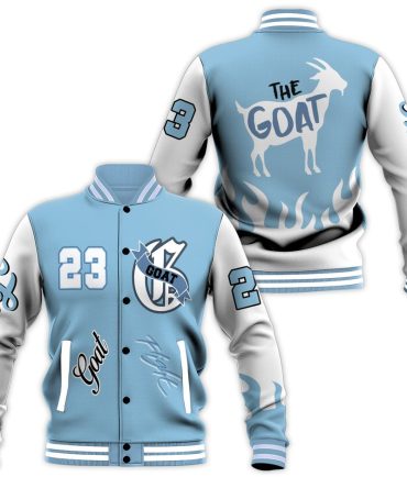 Goat Varsity Jacket - Stylish Blue & White Retro Design, Perfect For Fans & Fashion Lovers