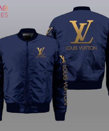 The Best Louis Vuitton Luxury Brand Blue Mix Gold Logo Bomber Jacket Limited Edition
