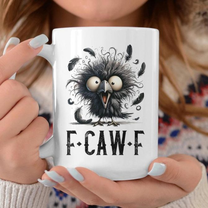 F-Caw-F Black Crow Black Bird Crow F-Caw-F Coffee Mug - Image 2