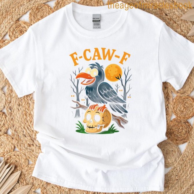 F-Caw-F Black Crow Bird Vintage Moon Goth Halloween F-Caw-F T-Shirt