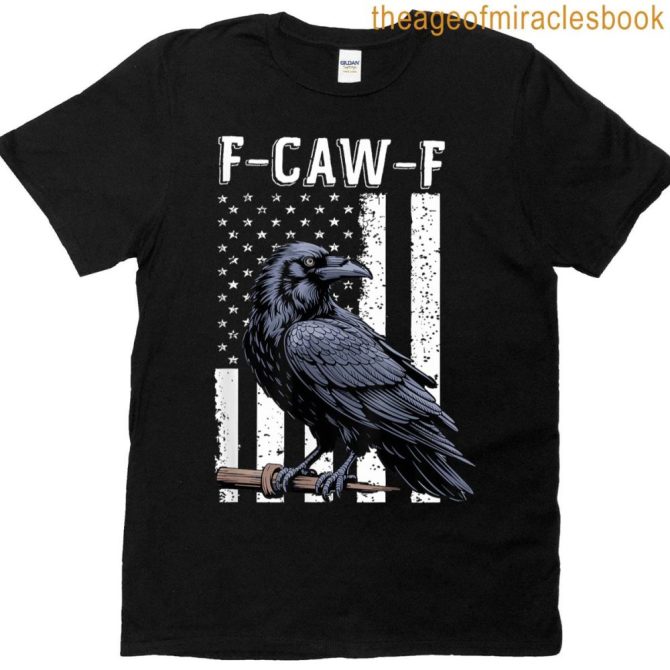 F-Caw-F Black Crow Black Bird Retro Usa Flag Vintage F-Caw-F T-Shirt