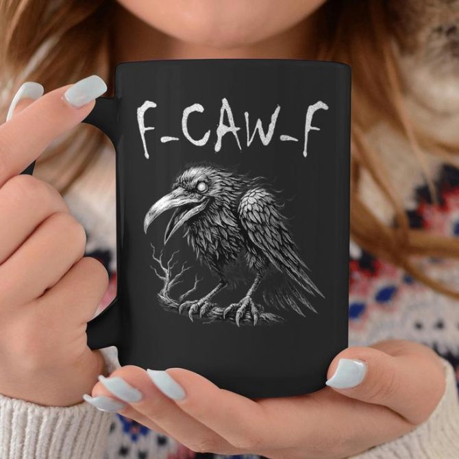 F-Caw-F Black Crow Pun Black Bird Saying Meme Humor Coffee Mug - Image 2