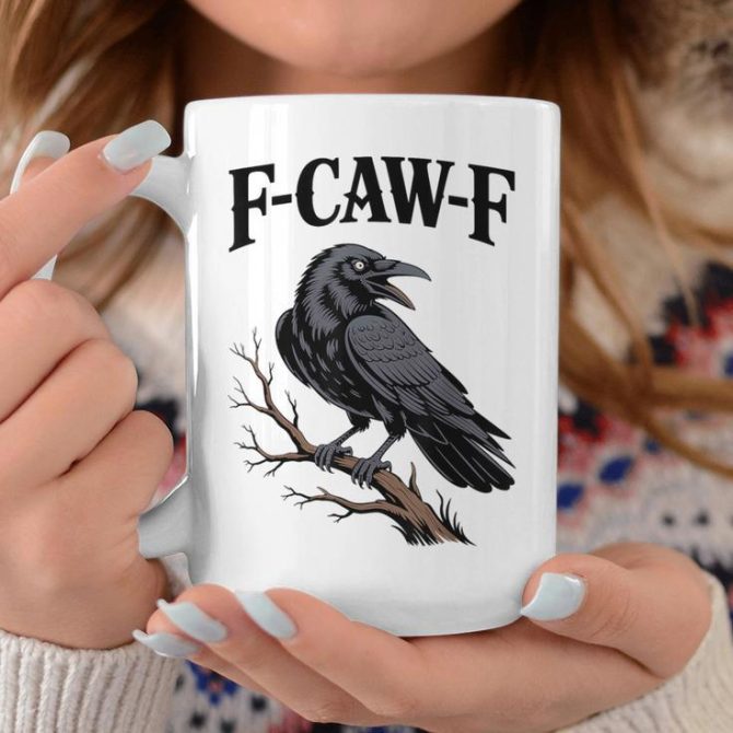 F-Caw-F Raven Gothic Crow Black Bird Humor Coffee Mug - Image 2