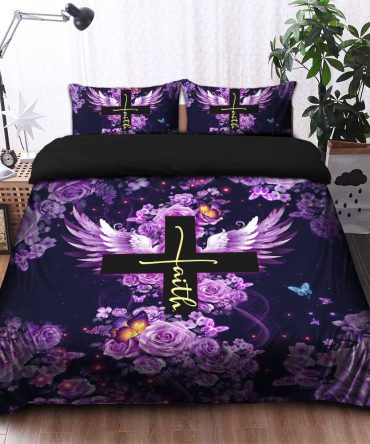 Faith Cross Bedding Set Duvet Cover And 2 Pillowcases