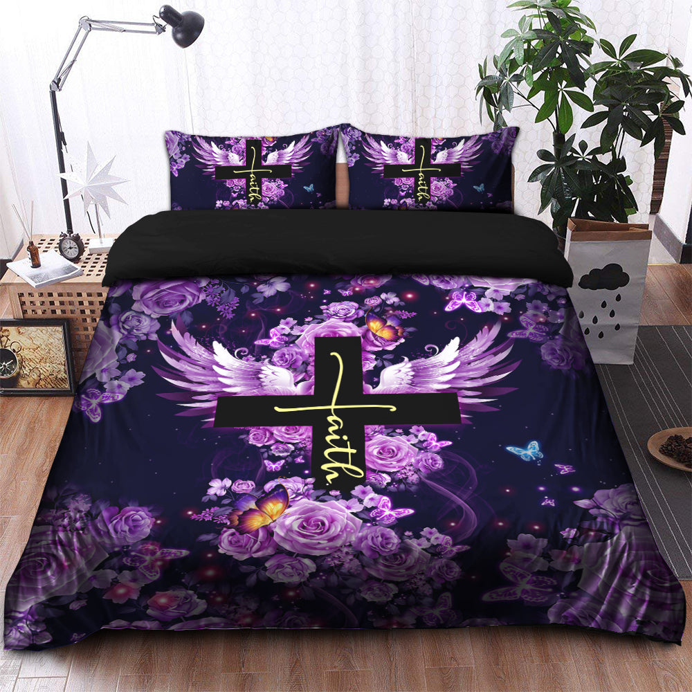 Faith Cross Bedding Set Duvet Cover And 2 Pillowcases