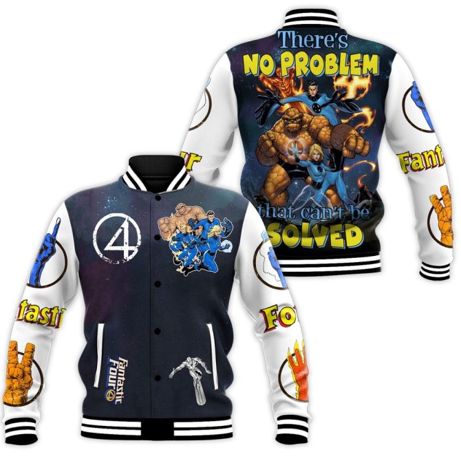 Fantastic 4 Retro Varsity Jacket - Superhero Fan Essential, Bold Design, Unisex Fashion